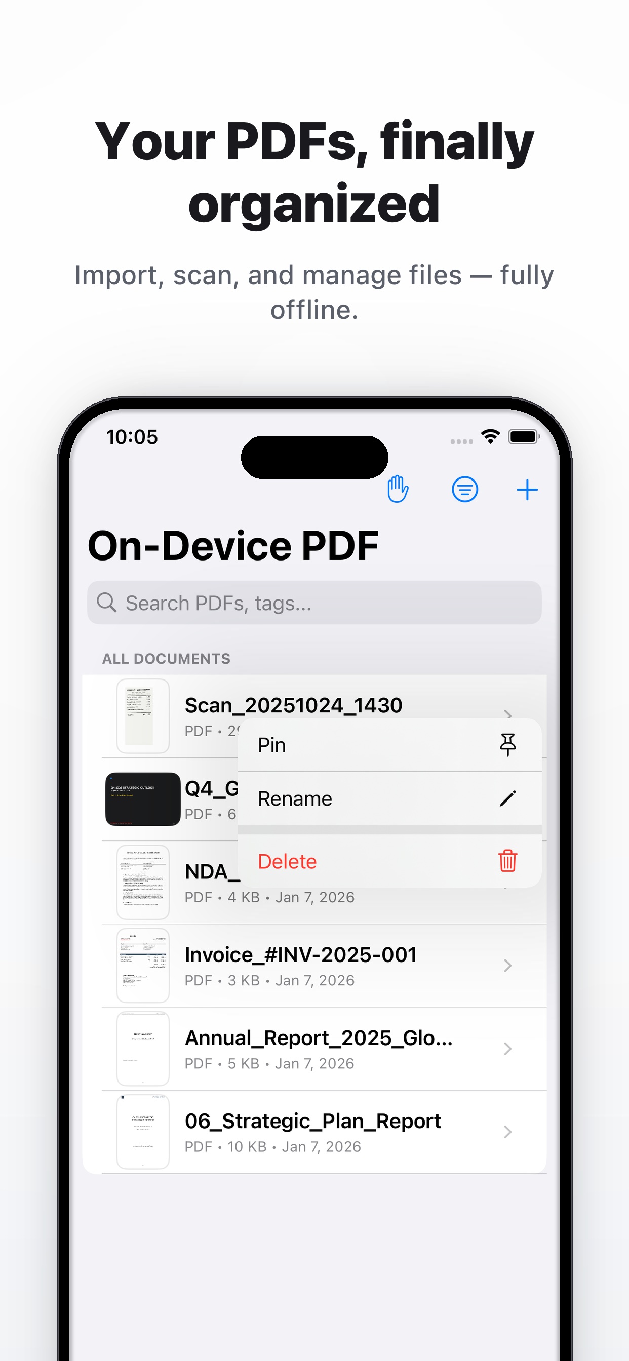 Document library with filters and search