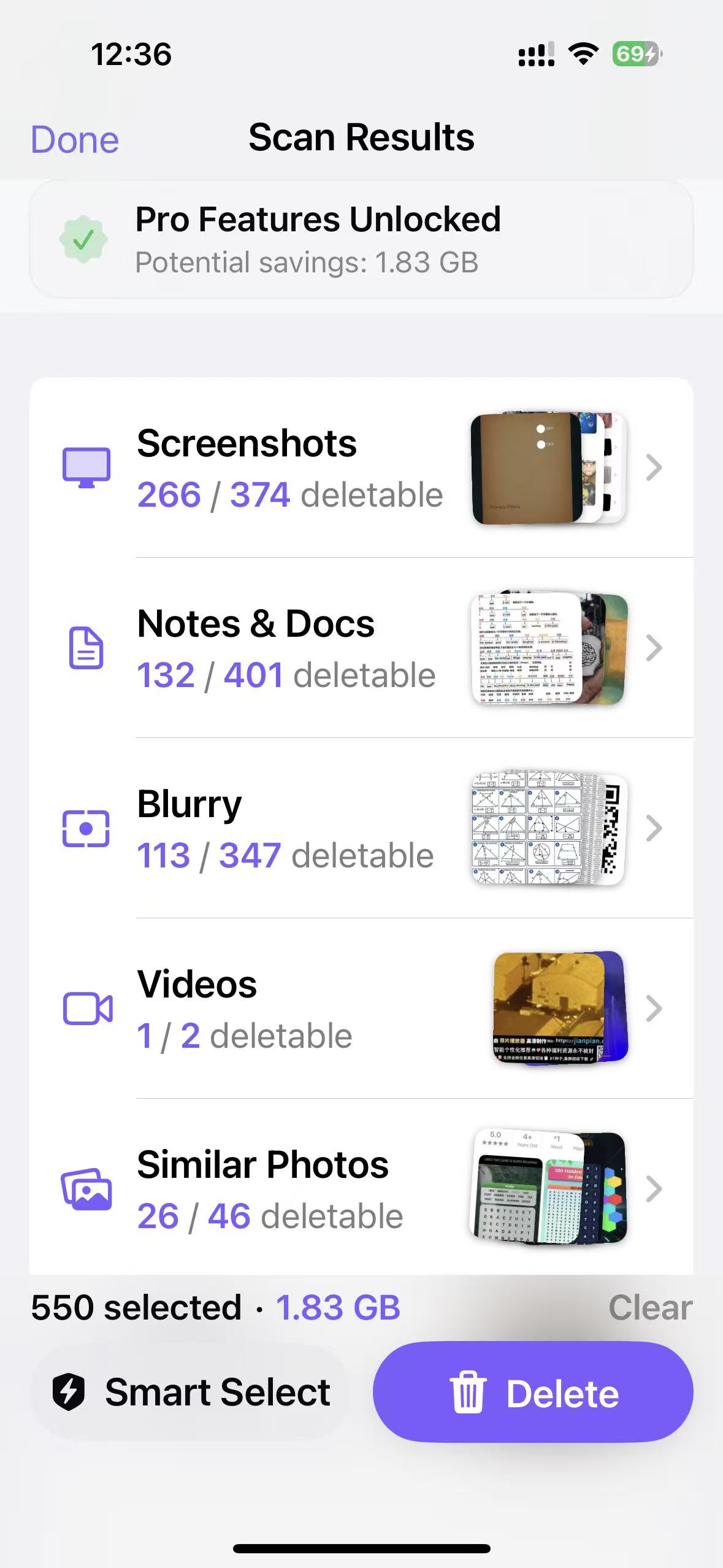 Similar photos group with Smart Select applied